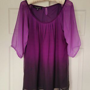 Biographie Women Purple Ombre Flowy Lightweight Blouse, Medium Size,